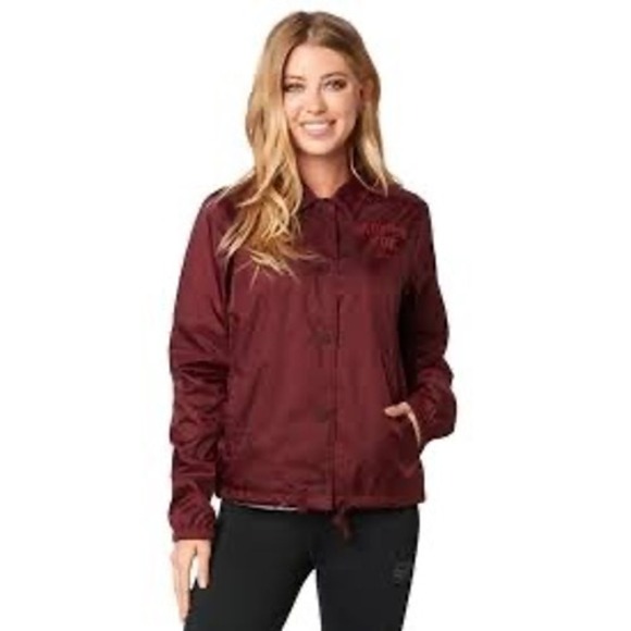 Fox Sport Racing Women's Pit Stop Coaches Windbreaker Jacket  Size L ‎ Cranberry - Picture 1 of 9